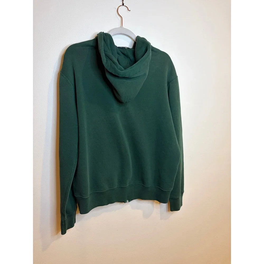 Polo Ralph Lauren Mens Green Full Zip Hoodie Orange Pony Fleece Sweatshirt Large